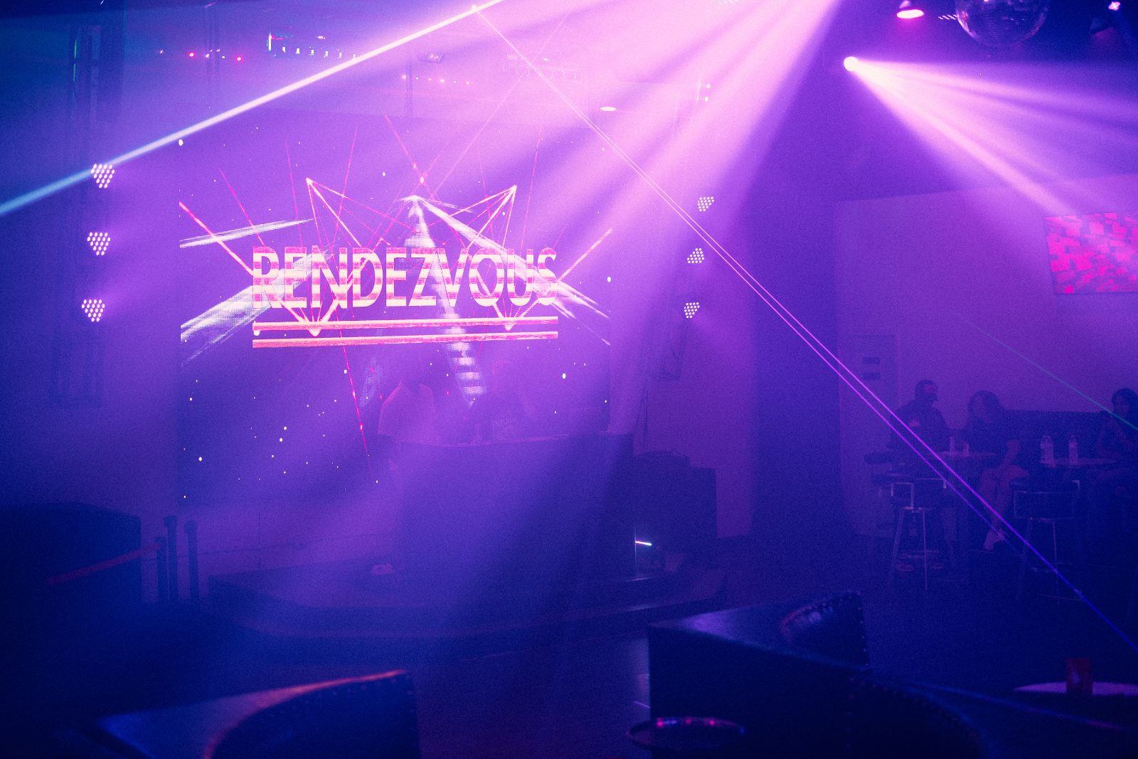 Purple lasers over the dance floor at Rendezvous Duluth